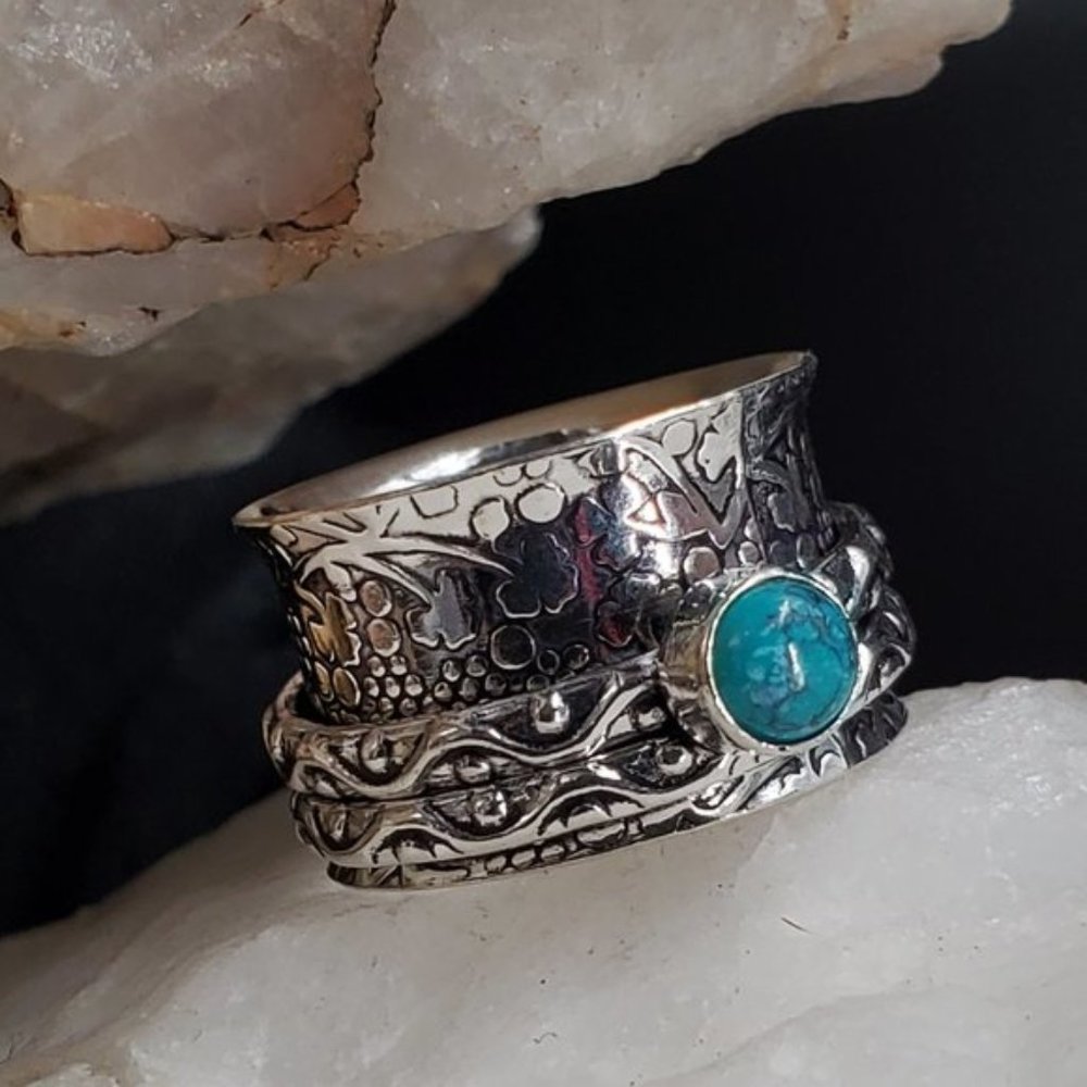 Silver Ring Genuine Turquoise